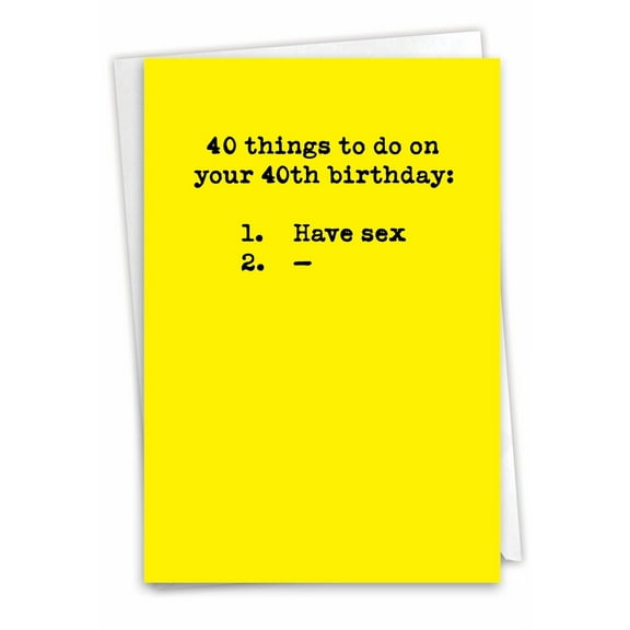 NobleWorks Funny 40th Milestone Birthday Greeting Card with 5 x 7 Inch Envelope (1 Card) Bday 40 Things to Do 0851