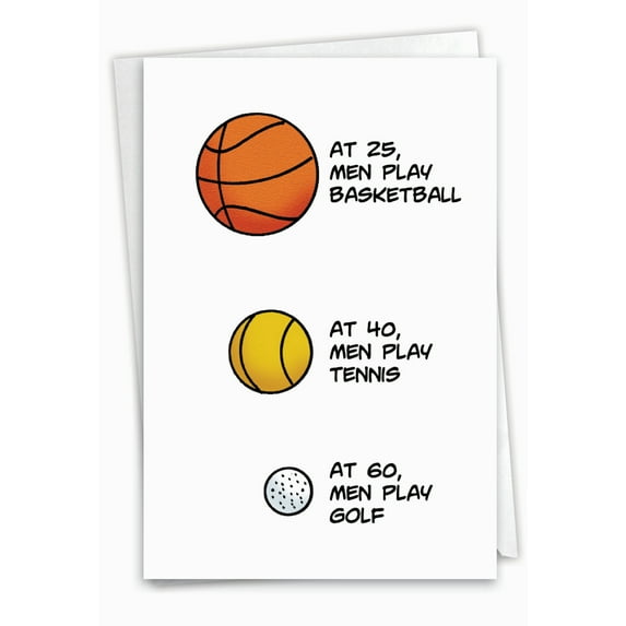 NobleWorks Funny 60th Milestone Birthday Paper Card with 5 x 7 Inch Envelope (1 Card) Bday Age Of Balls C7869BDG