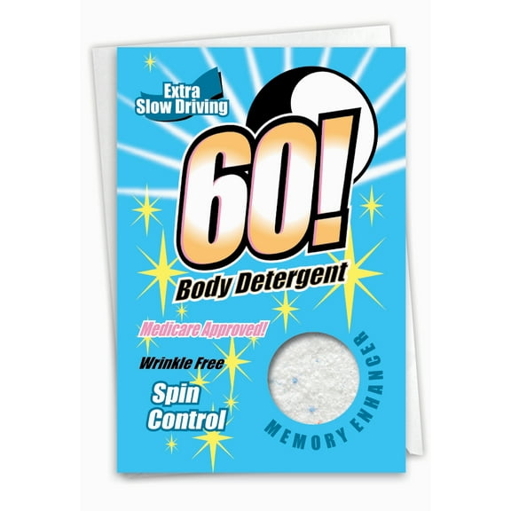 NobleWorks Funny 60th Milestone Birthday Paper Card with 5 x 7 Inch Envelope (1 Card) Bday Body Detergent 60 5173