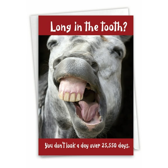 NobleWorks Funny 70th Milestone Birthday Greeting Card with 5 x 7 Inch Envelope (1 Card) Horse Teeth-70 C10250MBG