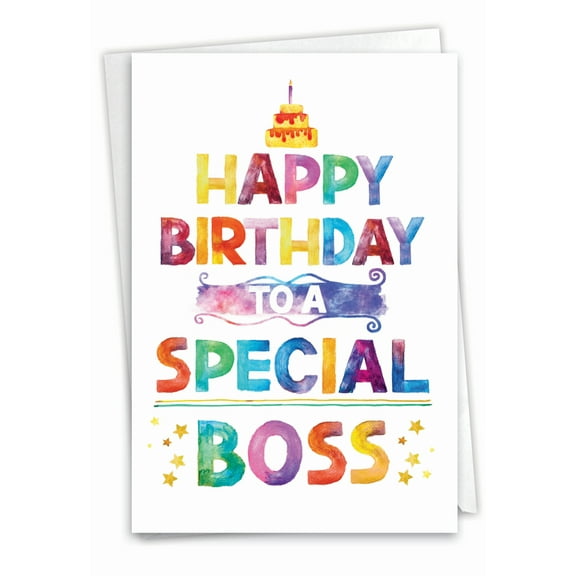 NobleWorks Funny Birthday Greeting Card (Boss) with 5 x 7 Inch Envelope (1 Card) Bday Special Boss C9582BDG