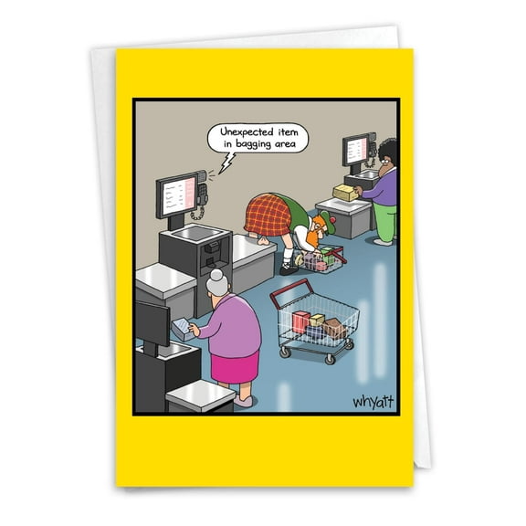 NobleWorks Funny Birthday Greeting Card with 5 x 7 Inch Envelope (1 Card) Bday Bagging Area C10081BDG