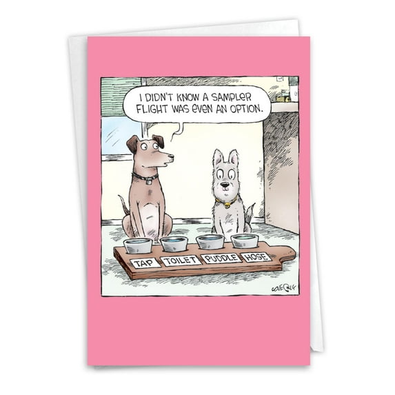 NobleWorks Funny Birthday Greeting Card with 5 x 7 Inch Envelope (1 Card) Bday Dog Sampler Flight C10294BDG