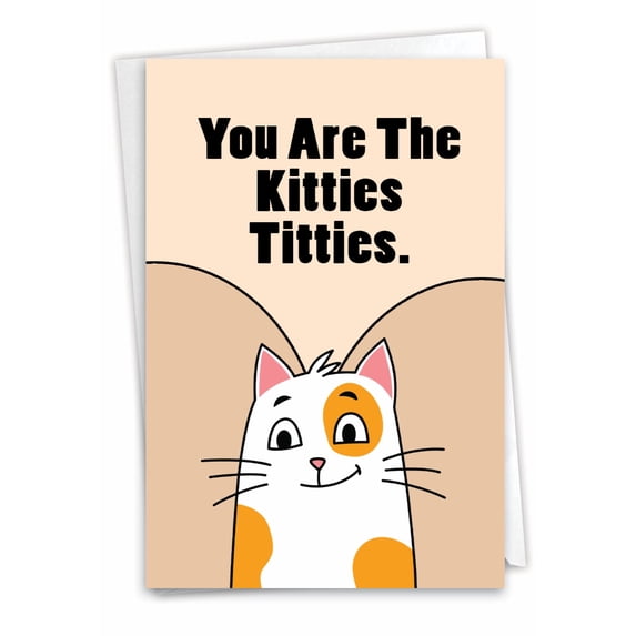 NobleWorks Funny Birthday Greeting Card with 5 x 7 Inch Envelope (1 Card) Bday Kittycat Cool C10260BDG