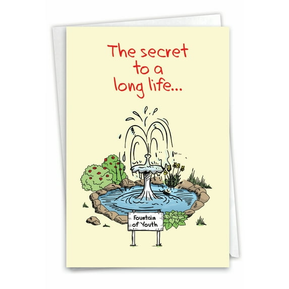NobleWorks Funny Birthday Greeting Card with 5 x 7 Inch Envelope (1 Card) Bday Long Life Secret C10252BDG