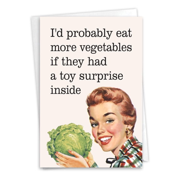 NobleWorks Funny Birthday Greeting Card with 5 x 7 Inch Envelope (1 Card) Bday More Vegetables C10806BDG
