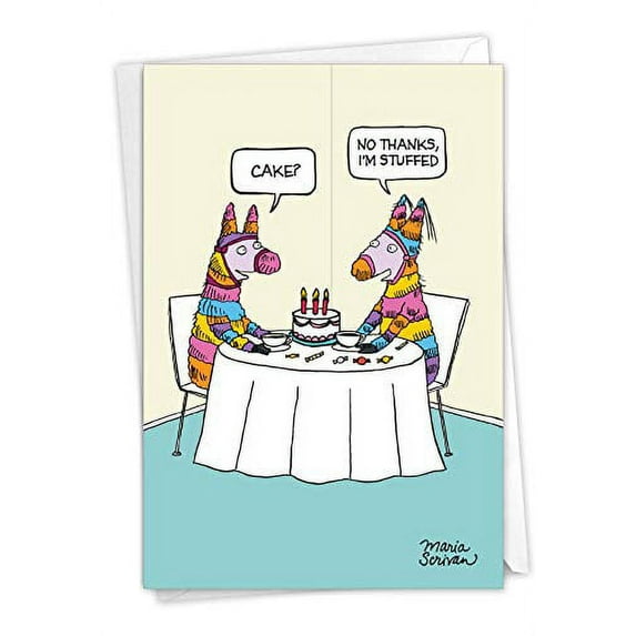 NobleWorks Funny Birthday Greeting Card with 5 x 7 Inch Envelope (1 Card) Bday Stuffed Pinata 1291