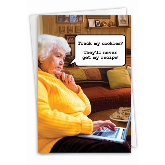 NobleWorks Funny Birthday Greeting Card with 5 x 7 Inch Envelope (1 Card) Bday Track Cookies C2384BDG