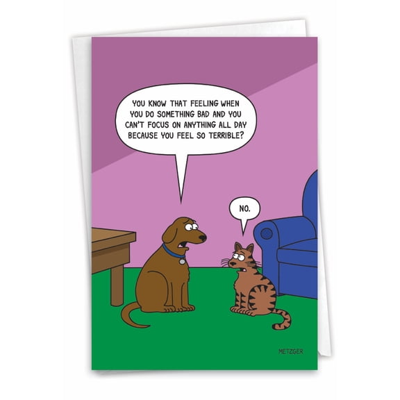 NobleWorks Funny Blank All Occasions Greeting Card with 5 x 7 Inch Envelope (1 Card) Blank All Occasions Dog Guilt C6390OCB