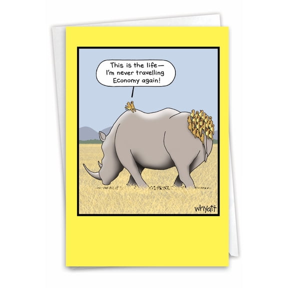 NobleWorks Funny Blank All Occasions Paper Card with 5 x 7 Inch Envelope (1 Card) Blank All Occasions First-Class Birds C3347OCB