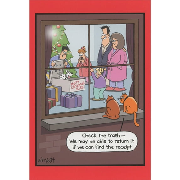 NobleWorks Funny Christmas Greeting Card with 5 x 7 Inch Envelope (1 Card) Merry Christmas Holiday Check The Trash C10150XSG