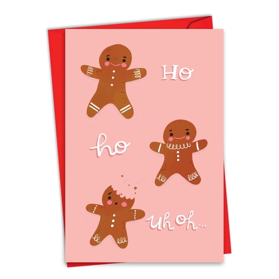 NobleWorks Funny Christmas Greeting Card with 5 x 7 Inch Envelope (1 Card) Merry Christmas Holiday Ho Ho Uh Oh C10761XSG