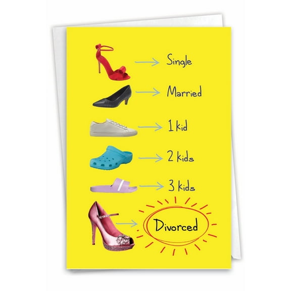 NobleWorks Funny Divorce Greeting Card with 5 x 7 Inch Envelope (1 Card) Shoe Life C9584DVG