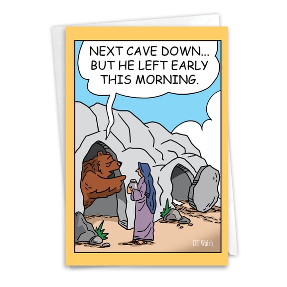 NobleWorks Funny Easter Greeting Card with 5 x 7 Inch Envelope (1 Card) Next Cave Down