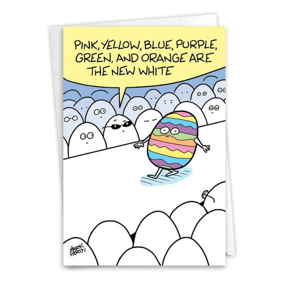 NobleWorks Funny Easter Paper Card with 5 x 7 Inch Envelope (1 Card) Fashion Egg C10956EAG