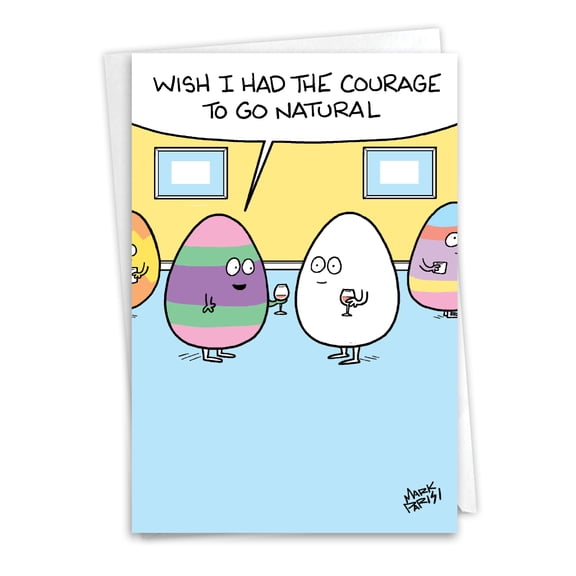NobleWorks Funny Easter Paper Card with 5 x 7 Inch Envelope (1 Card) Natural Egg