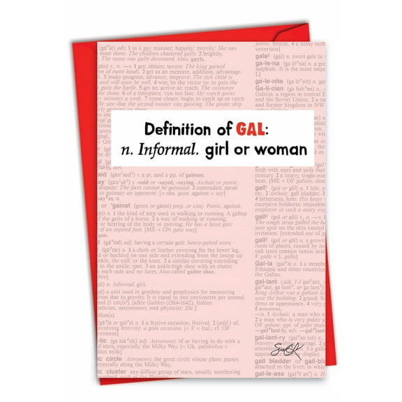 NobleWorks Funny Galentine's Day Greeting Card with 5 x 7 Inch Envelope (1 Card) Gal Definition C8976GAG
