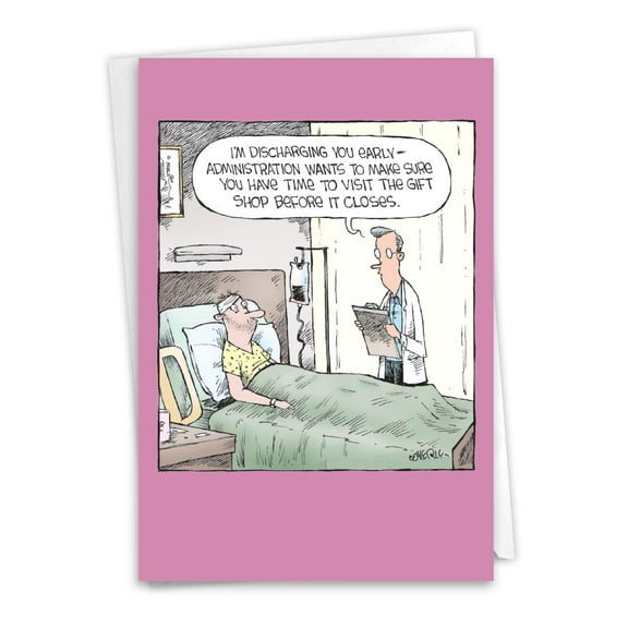 NobleWorks Funny Get Well Greeting Card with 5 x 7 Inch Envelope (1 Card) Gift Shop Visit C10873GWG