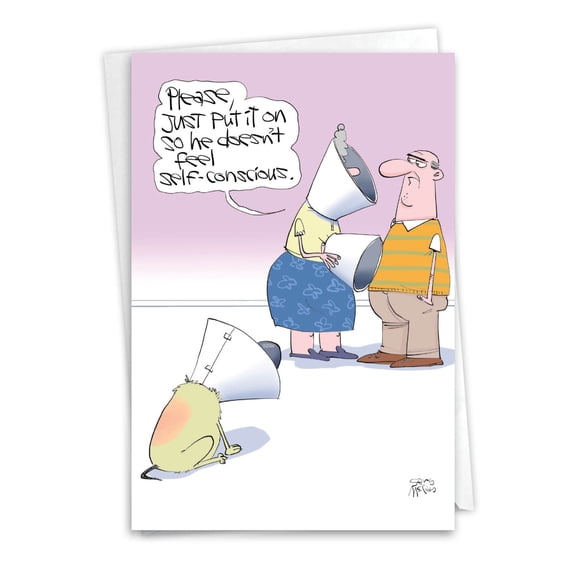 NobleWorks Funny Get Well Paper Card with 5 x 7 Inch Envelope (1 Card) Self-Conscious Dog C2426GWG
