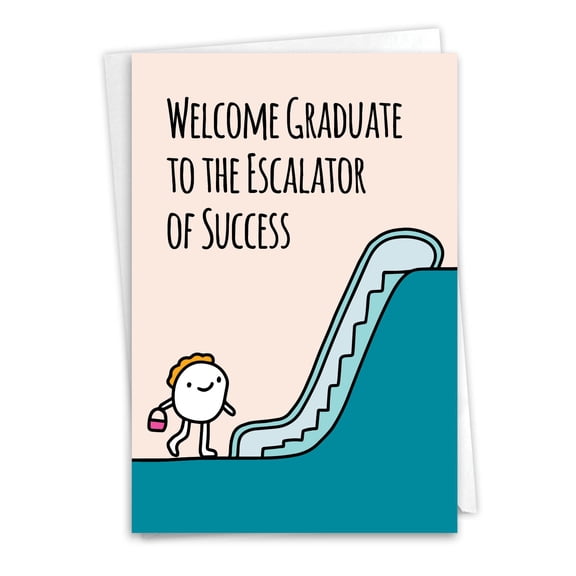 NobleWorks Funny Graduation Paper Card (Graduate) with 5 x 7 Inch Envelope (1 Card) Escalator of Success C10450GDG