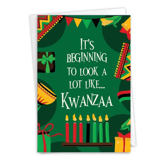 NobleWorks Funny Kwanzaa Greeting Card with 5 x 7 Inch Envelope (1 Card) Beginning To Look LIke C10136KWG