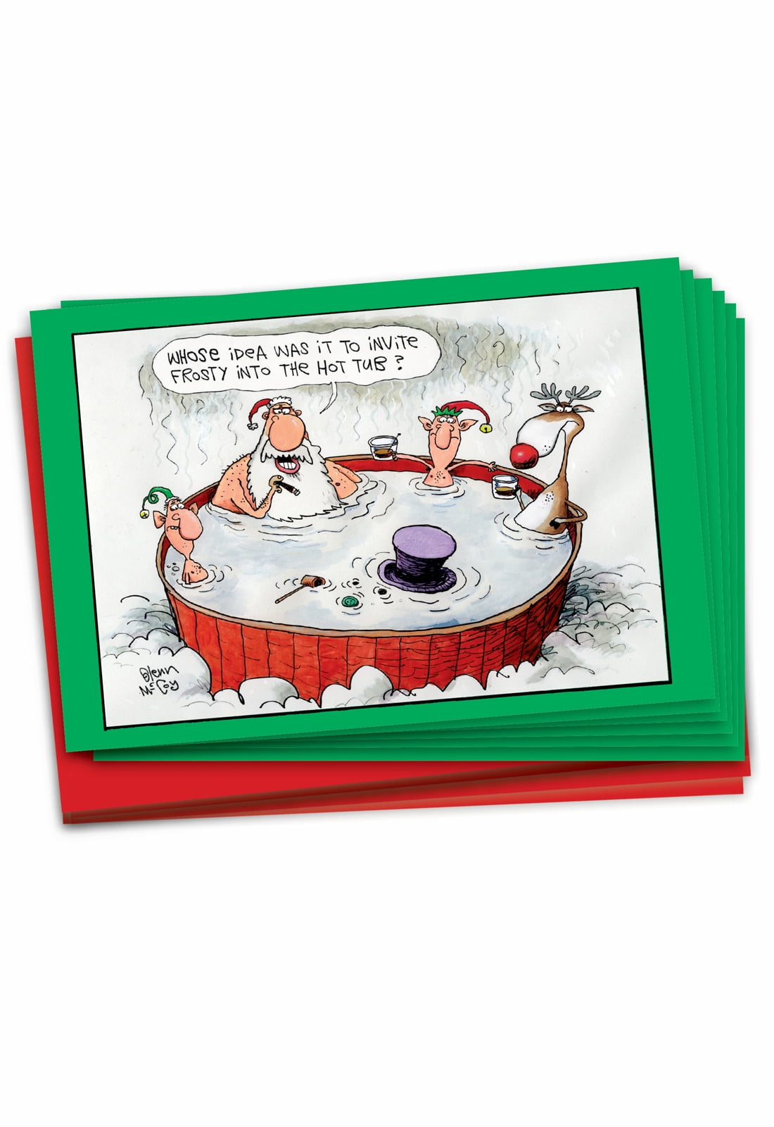 NobleWorks Funny Merry Christmas Boxed Greeting Cards with Envelopes, 6.75" x 1" (12 Count)
