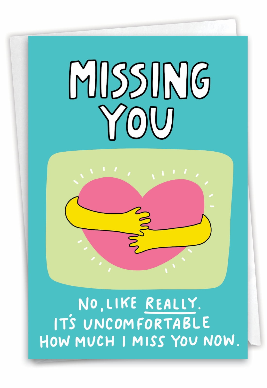 NobleWorks Lustige „Miss You“ Karte Mit Umschlag – 12,7 X 17,8 Cm, Witzige Grußkarte Für Freunde & Familie