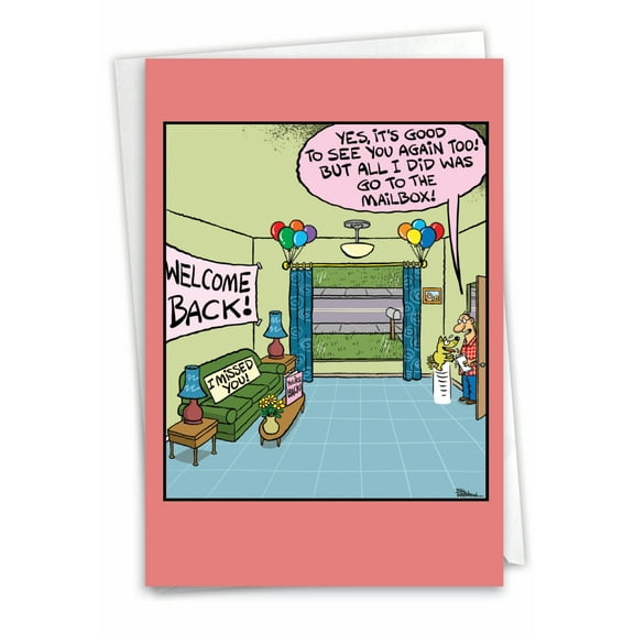 NobleWorks Funny Miss You Paper Card with 5 x 7 Inch Envelope (1 Card) Thinking of You, Just Because Welcome Back C2397MYG