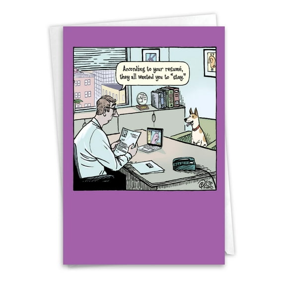 NobleWorks Funny New Job Greeting Card (Co-Worker) with 5 x 7 Inch Envelope (1 Card) New Job Congratulations Dog Co-Worker C10286NJG
