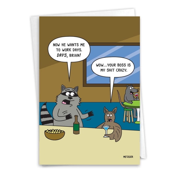 NobleWorks Funny New Job Greeting Card with 5 x 7 Inch Envelope (1 Card) New Job Congratulations Day Work C10864NJG