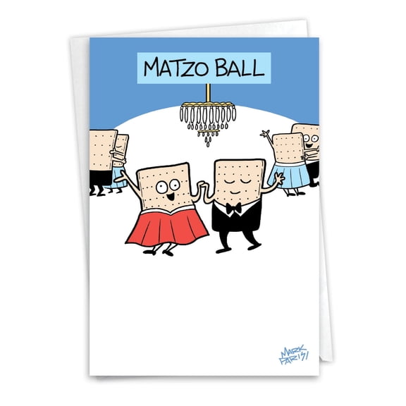 NobleWorks Funny Passover Greeting Card with 5 x 7 Inch Envelope (1 Card) Jewish Holiday Cards Matzo Ball C10932PAG
