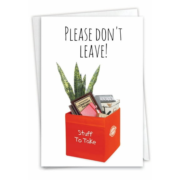 NobleWorks Funny Retirement Greeting Card with 5 x 7 Inch Envelope (1 Card) Co-Worker, Good Luck Don't Leave C8225RTG