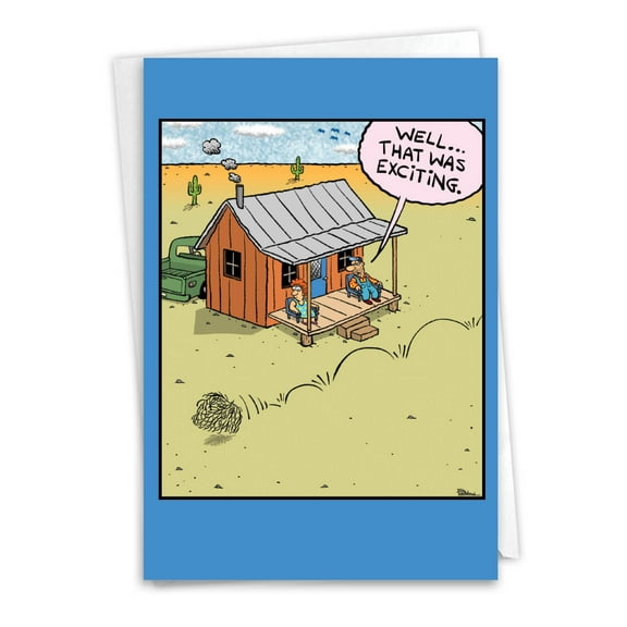 NobleWorks Funny Retirement Greeting Card with 5 x 7 Inch Envelope (1 Card) Co-Worker, Good Luck Tumbleweed C9591RTG