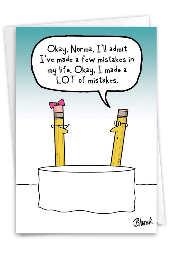 Funny Sorry Greeting Card with 5 x 7 Inch Envelope (1 Card) Eraser Head C10877SRG