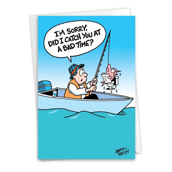 NobleWorks Funny Sorry Greeting Card with 5 x 7 Inch Envelope (1 Card) Fish Toilet C10278SRG