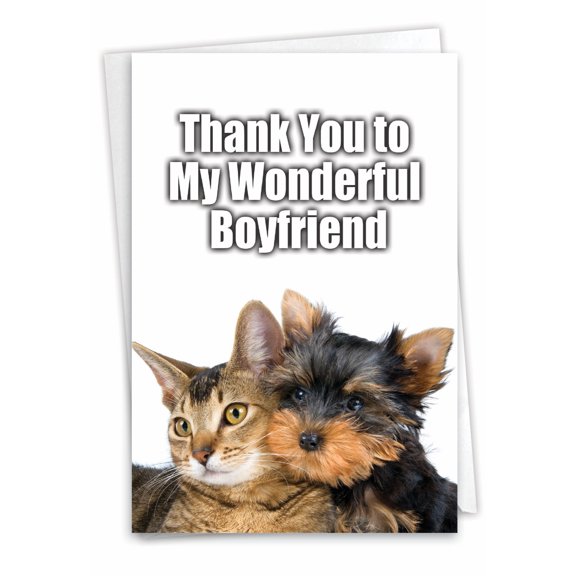 NobleWorks Funny Thank You Greeting Card (Boyfriend) with 5 x 7 Inch Envelope (1 Card) Wonderful Boyfriend 9114