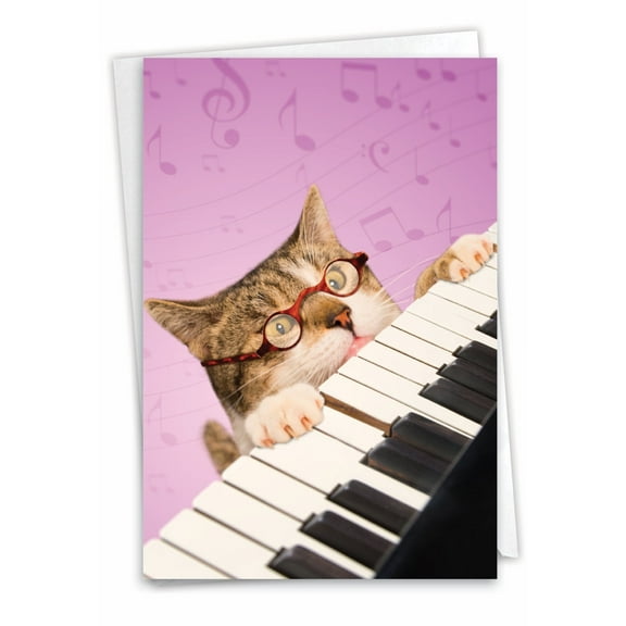 NobleWorks Funny Thank You Greeting Card with 5 x 7 Inch Envelope (1 Card) Cat Note C9602TYG
