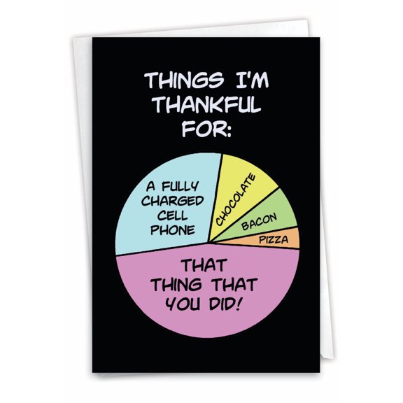 NobleWorks Funny Thank You Greeting Card with 5 x 7 Inch Envelope (1 Card) Thankful Things C7870TYG