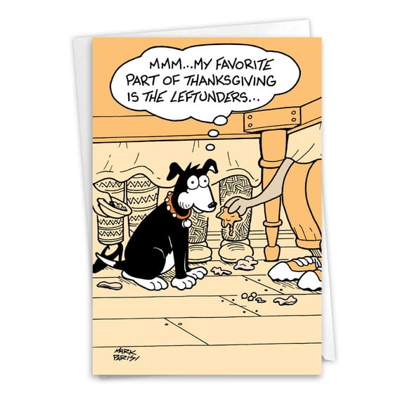 NobleWorks Funny Thanksgiving Greeting Card with 5 x 7 Inch Envelope (1 Card) Leftunders C10157TGG