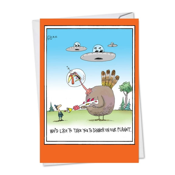 NobleWorks Funny Thanksgiving Greeting Card with 5 x 7 Inch Envelope (1 Card) Take You to dinner 3596
