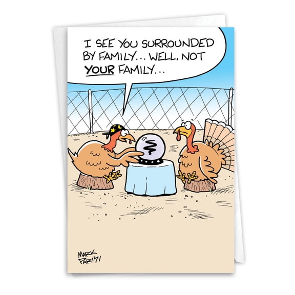 NobleWorks Funny Thanksgiving Greeting Card with 5 x 7 Inch Envelope (1 Card) Turkey Fortune Teller C9494TGG
