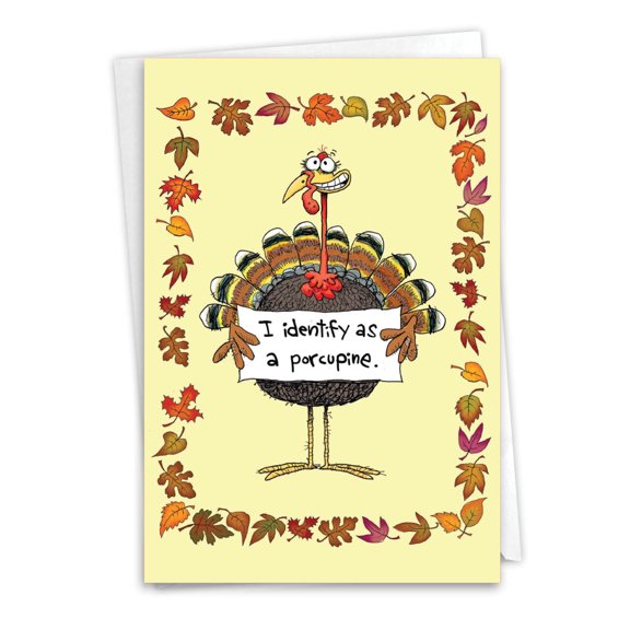 NobleWorks Funny Thanksgiving Greeting Card with 5 x 7 Inch Envelope (1 Card) Turkey Identification C7651TGG