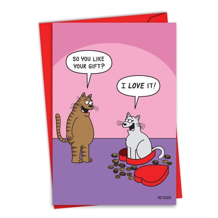 NobleWorks Funny Valentine's Day Card, Cat In Candy, Greeting Card