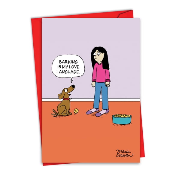 NobleWorks Funny Valentine's Day Greeting Card with 5 x 7 Inch Envelope (1 Card) Dog Love Language