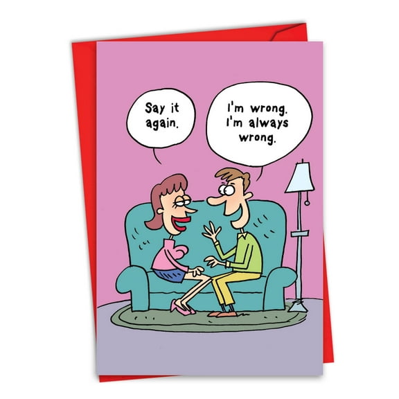 NobleWorks Funny Valentine's Day Paper Card with 5 x 7 Inch Envelope (1 Card) I am Wrong 2011