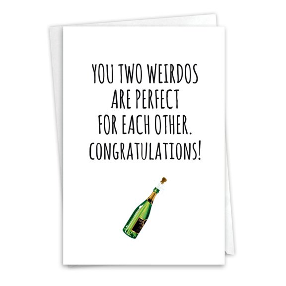NobleWorks Funny Wedding Congratulations Greeting Card with 5 x 7 Inch Envelope (1 Card) Congrats, Thank You Two Weirdos C10087WDG