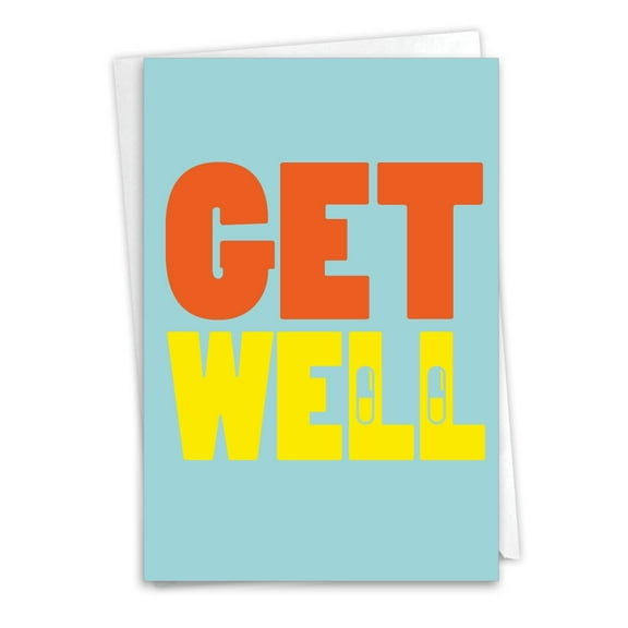 NobleWorks Get Well Greeting Card with 5 x 7 Inch Envelope (1 Card) Get Well Pills C6340GWG