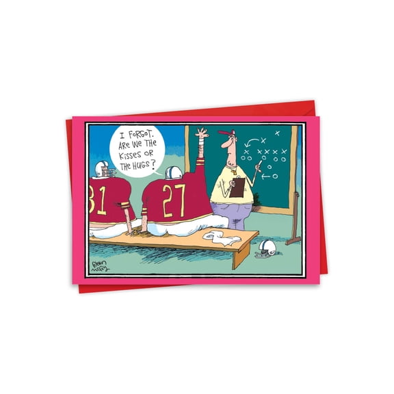 NobleWorks Happy Valentines Day Card with Envelope - Note Card for Loving Valentine - Hugs or Kisses 2420