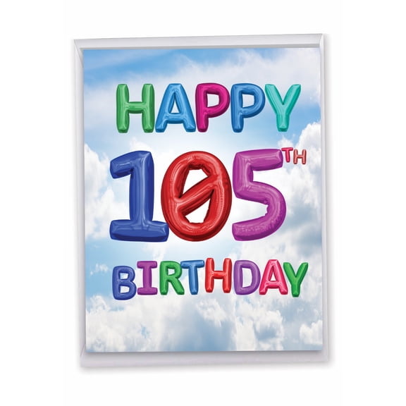 NobleWorks Jumbo 105th Milestone Birthday Greeting Card 8.5 x 11 Inch with Envelope (1 Pack) Large Jumbo Inflated Messages-105 J2773MBG