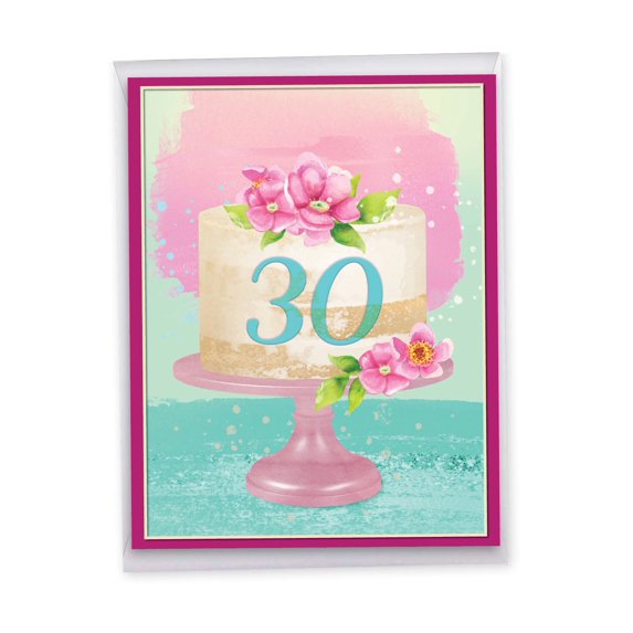 NobleWorks Jumbo 30th Milestone Birthday Greeting Card From Us 8.5 x 11 Inch with Envelope (1 Pack) Oversize Jumbo Number Cake 30 J10126MBG-US
